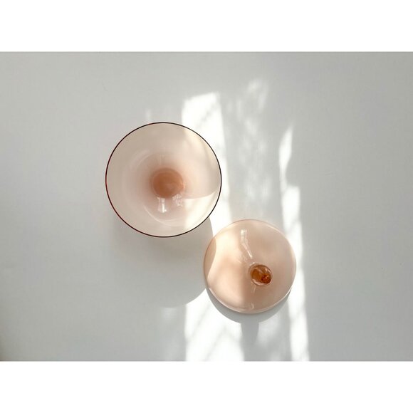 Vintage MCM Empoli Dusty Rose Pink Lidded Wide Glass Jar / Compote Dish - Picture 9 of 10